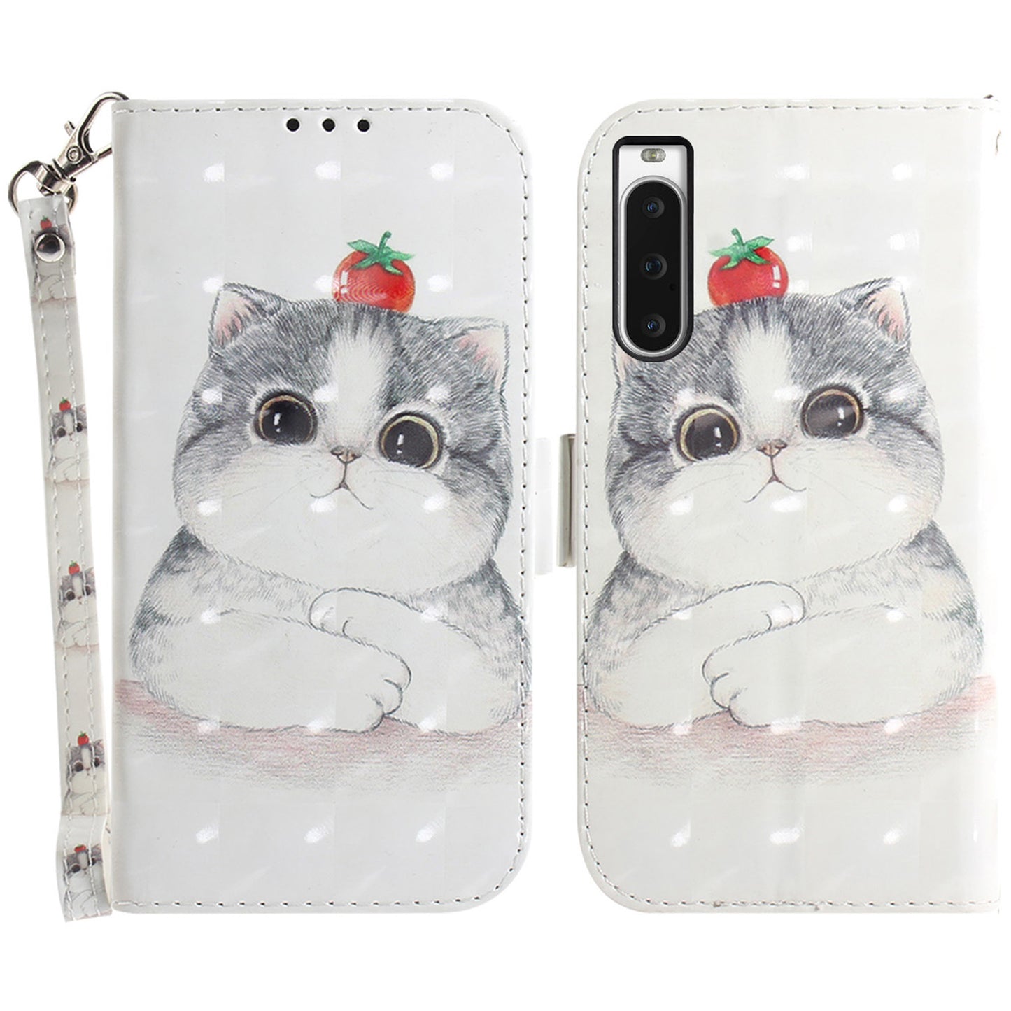 PU Leather Folio Flip Cover for Sony Xperia 10 V Protective Case Wallet Phone Cover with Strap