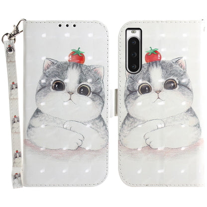 PU Leather Folio Flip Cover for Sony Xperia 10 V Protective Case Wallet Phone Cover with Strap