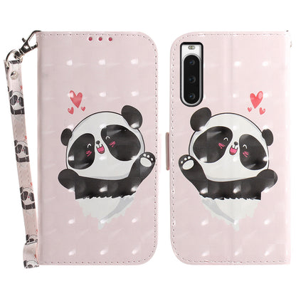 PU Leather Folio Flip Cover for Sony Xperia 10 V Protective Case Wallet Phone Cover with Strap