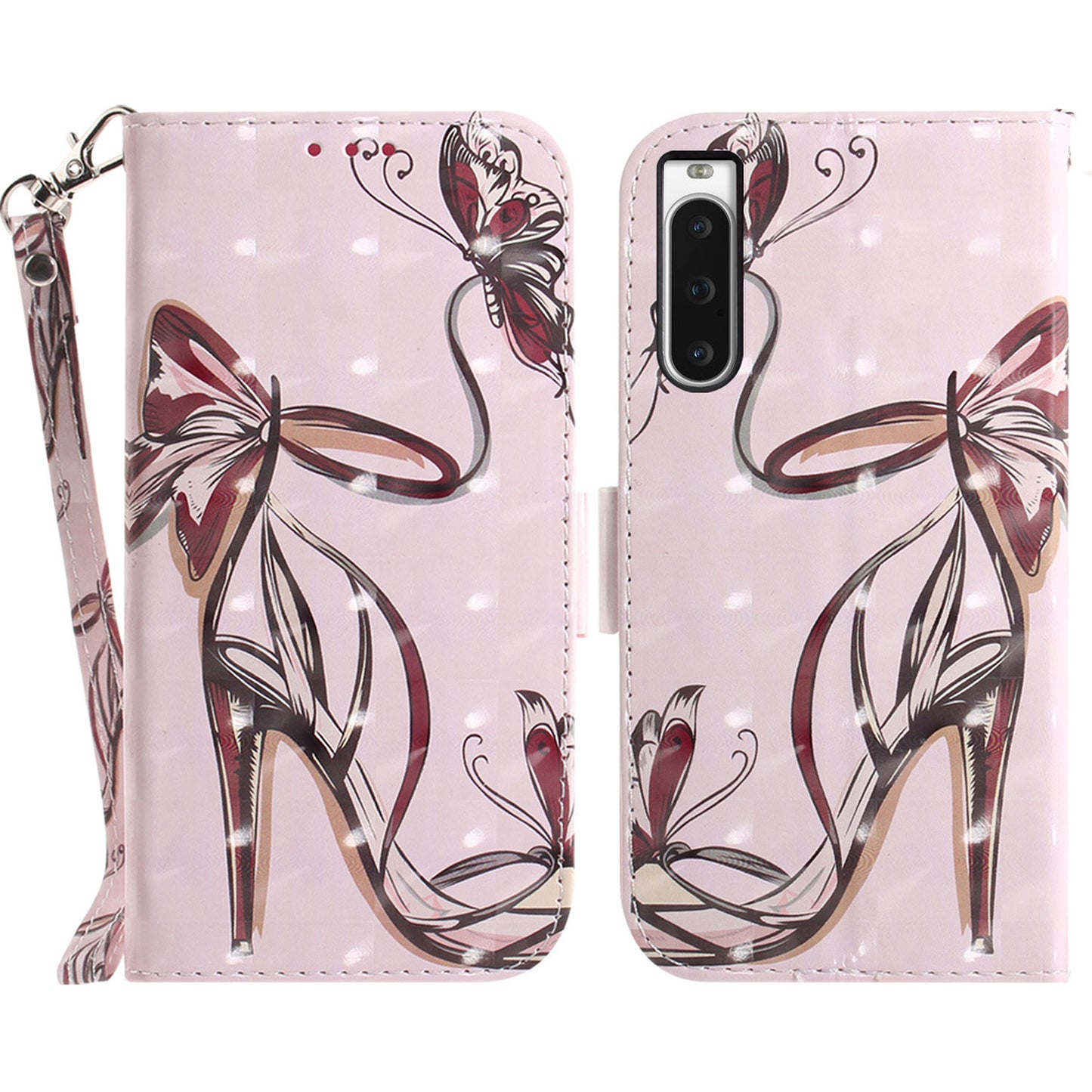 PU Leather Folio Flip Cover for Sony Xperia 10 V Protective Case Wallet Phone Cover with Strap