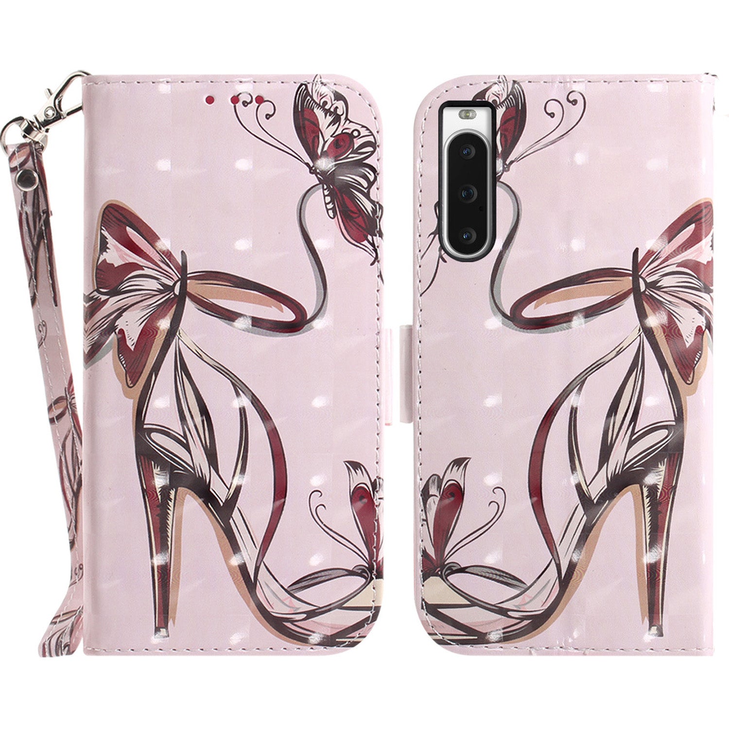 PU Leather Folio Flip Cover for Sony Xperia 10 V Protective Case Wallet Phone Cover with Strap