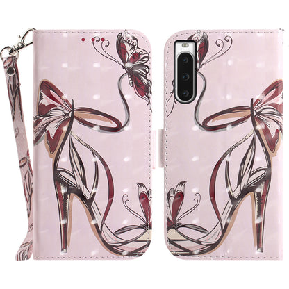 PU Leather Folio Flip Cover for Sony Xperia 10 V Protective Case Wallet Phone Cover with Strap