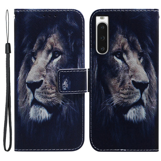 For Sony Xperia 10 V Wallet Phone Case Pattern Printing PU Leather Stand Cover with Wrist Strap