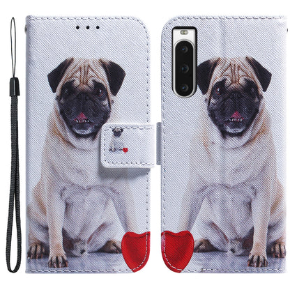 For Sony Xperia 10 V Wallet Phone Case Pattern Printing PU Leather Stand Cover with Wrist Strap
