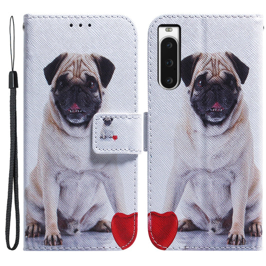 For Sony Xperia 10 V Wallet Phone Case Pattern Printing PU Leather Stand Cover with Wrist Strap