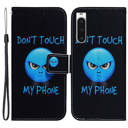 For Sony Xperia 10 V Wallet Phone Case Pattern Printing PU Leather Stand Cover with Wrist Strap