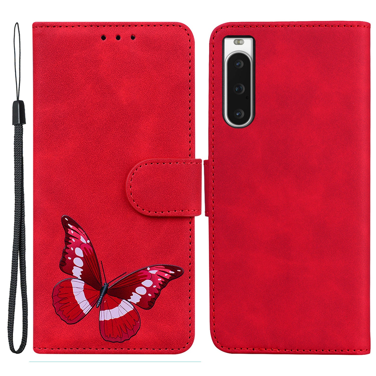 Phone Stand Cover for Sony Xperia 10 V Butterfly Printing PU Leather Wallet Case