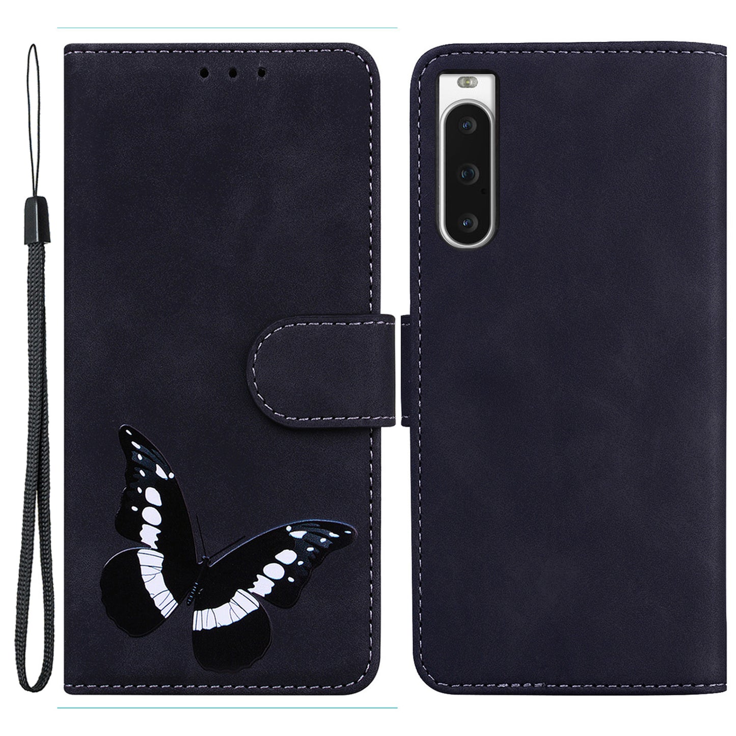 Phone Stand Cover for Sony Xperia 10 V Butterfly Printing PU Leather Wallet Case