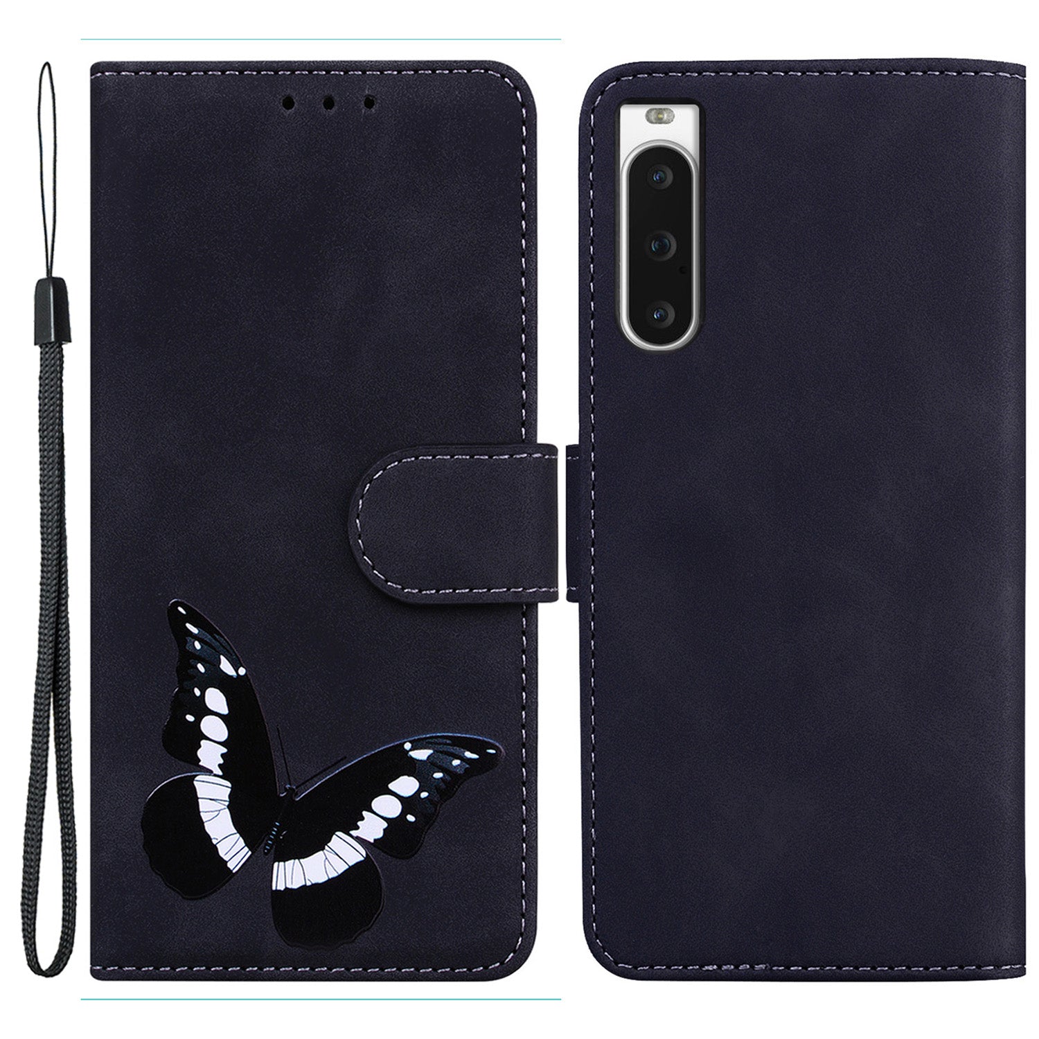Phone Stand Cover for Sony Xperia 10 V Butterfly Printing PU Leather Wallet Case