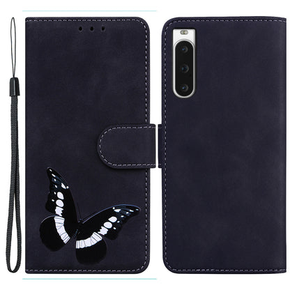 Phone Stand Cover for Sony Xperia 10 V Butterfly Printing PU Leather Wallet Case