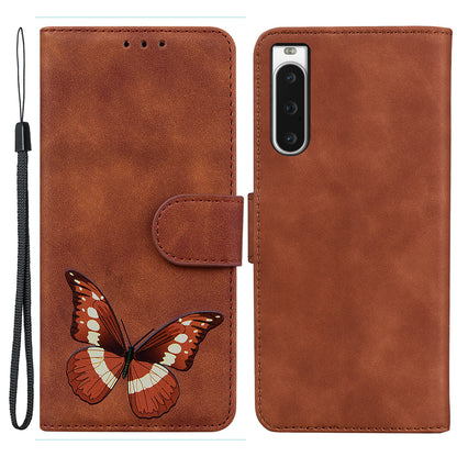 Phone Stand Cover for Sony Xperia 10 V Butterfly Printing PU Leather Wallet Case