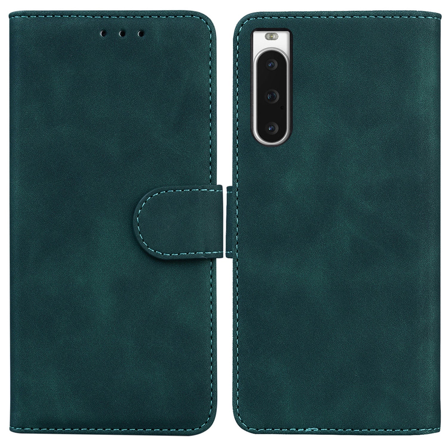 For Sony Xperia 10 V PU Leather Cover Solid Color Wallet Stand Protective Phone Case
