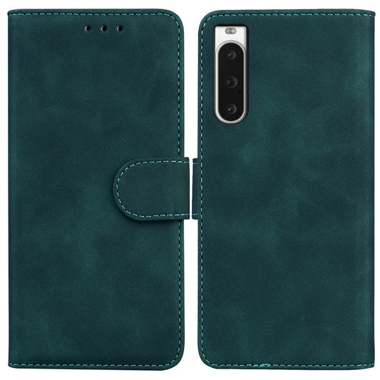 For Sony Xperia 10 V PU Leather Cover Solid Color Wallet Stand Protective Phone Case