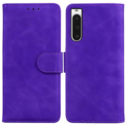 For Sony Xperia 10 V PU Leather Cover Solid Color Wallet Stand Protective Phone Case