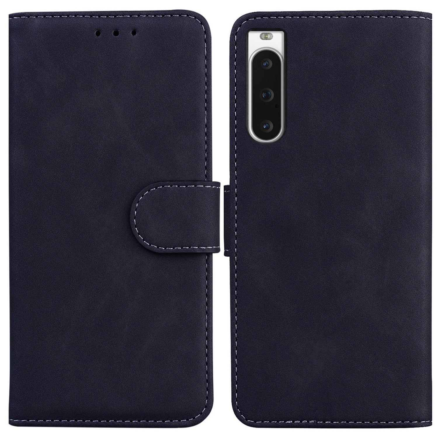 For Sony Xperia 10 V PU Leather Cover Solid Color Wallet Stand Protective Phone Case