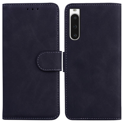For Sony Xperia 10 V PU Leather Cover Solid Color Wallet Stand Protective Phone Case