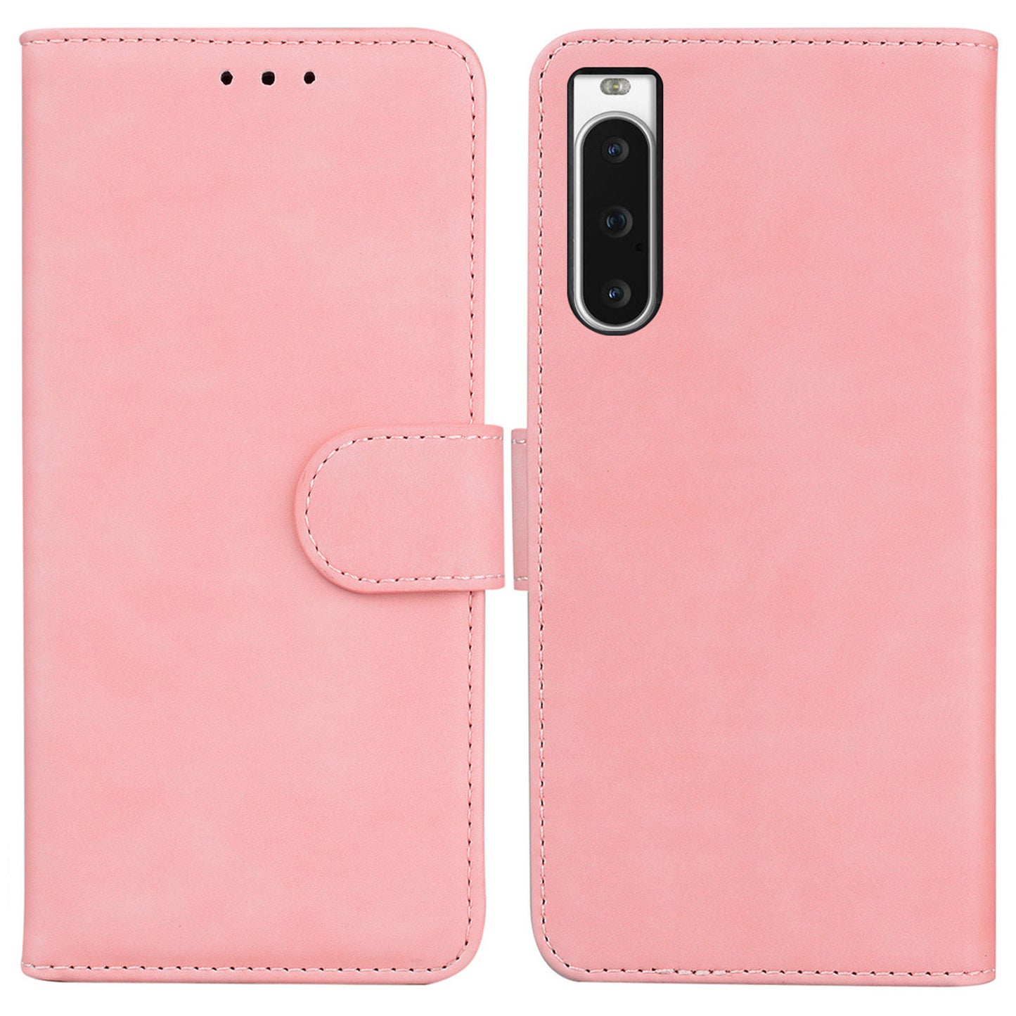 For Sony Xperia 10 V PU Leather Cover Solid Color Wallet Stand Protective Phone Case