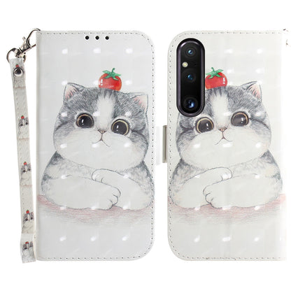 Wallet Phone Case for Sony Xperia 1 V Shockproof Case PU Leather Folio Flip Cover with Strap