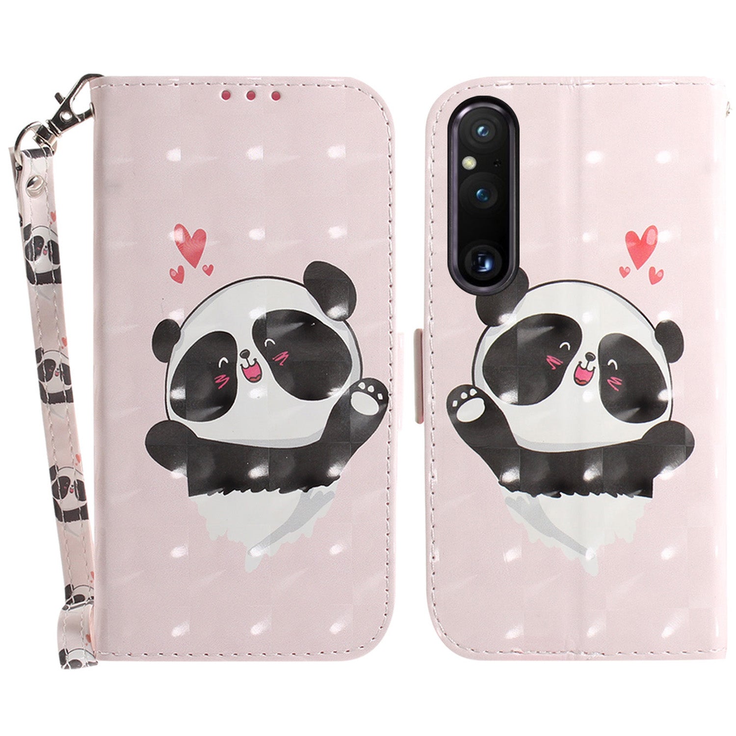 Wallet Phone Case for Sony Xperia 1 V Shockproof Case PU Leather Folio Flip Cover with Strap