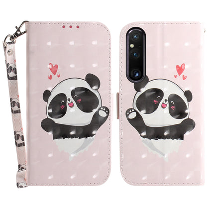 Wallet Phone Case for Sony Xperia 1 V Shockproof Case PU Leather Folio Flip Cover with Strap
