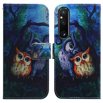 For Sony Xperia 1 V Pattern Printing Shockproof Stand Cover PU Leather Wallet Phone Case with Strap