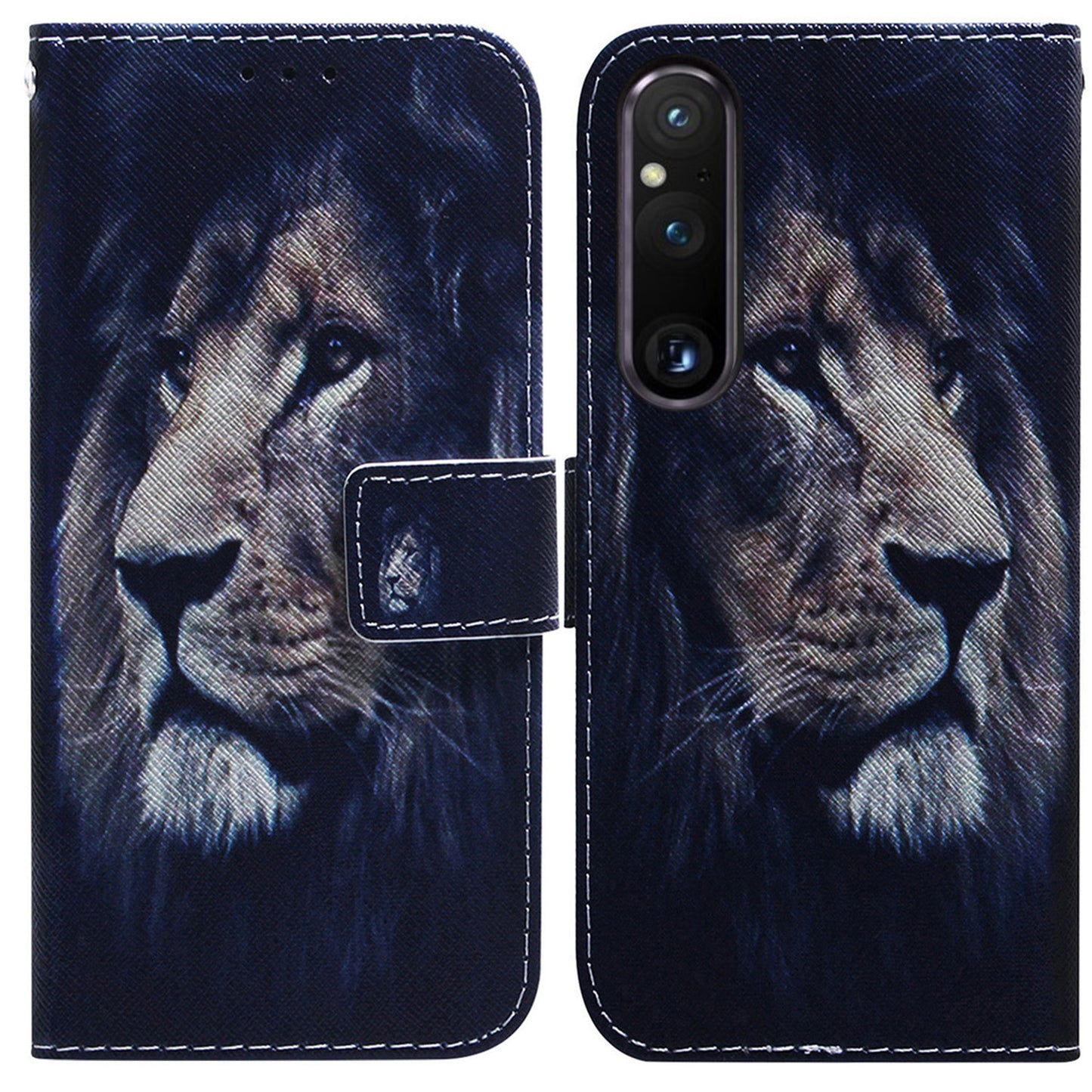For Sony Xperia 1 V Pattern Printing Shockproof Stand Cover PU Leather Wallet Phone Case with Strap