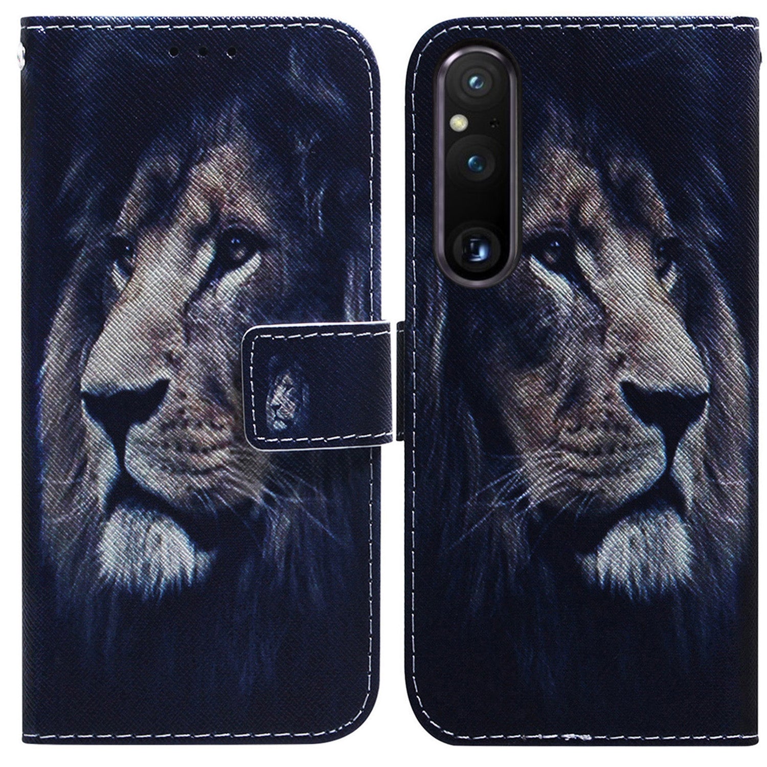For Sony Xperia 1 V Pattern Printing Shockproof Stand Cover PU Leather Wallet Phone Case with Strap