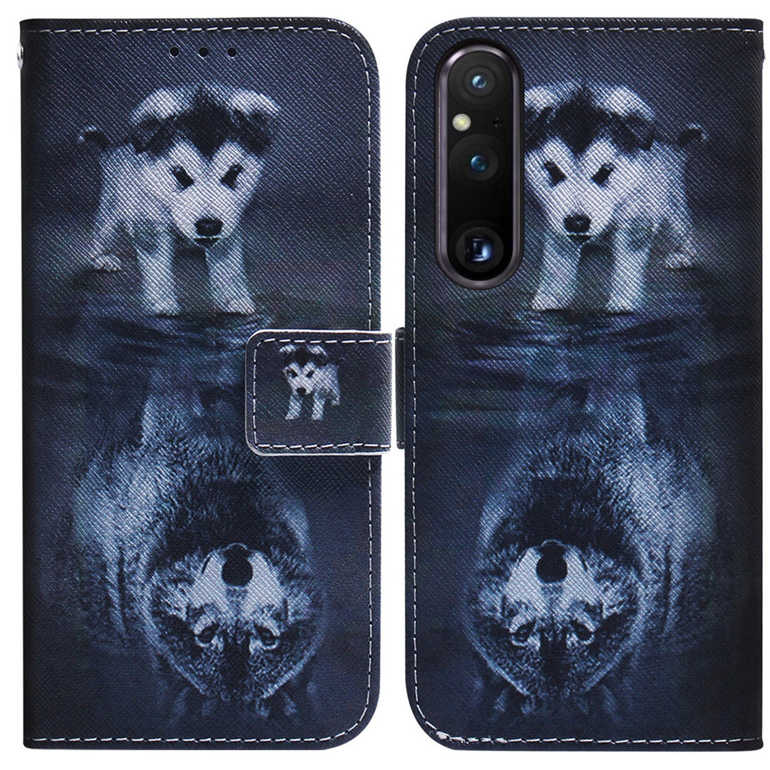 For Sony Xperia 1 V Pattern Printing Shockproof Stand Cover PU Leather Wallet Phone Case with Strap
