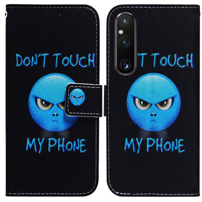 For Sony Xperia 1 V Pattern Printing Shockproof Stand Cover PU Leather Wallet Phone Case with Strap