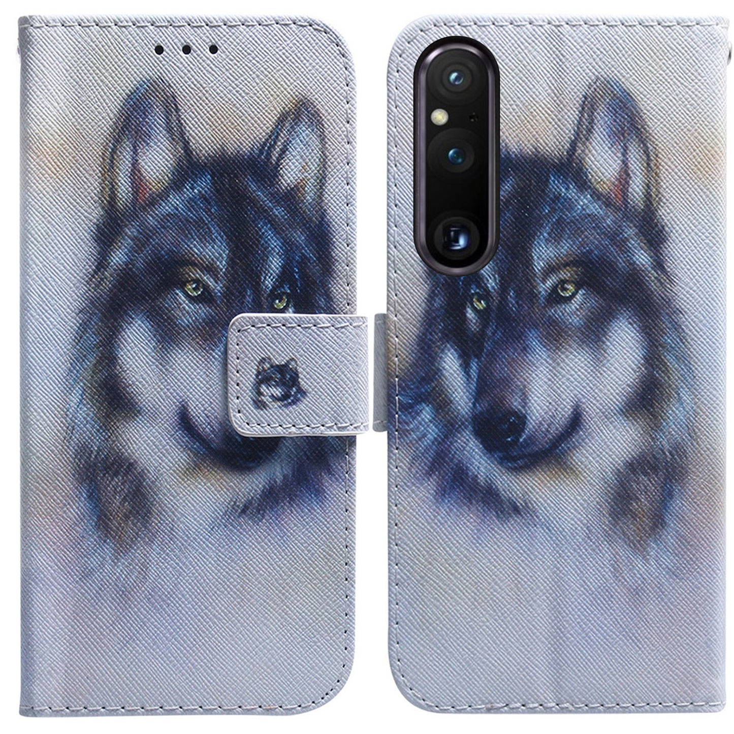 For Sony Xperia 1 V Pattern Printing Shockproof Stand Cover PU Leather Wallet Phone Case with Strap