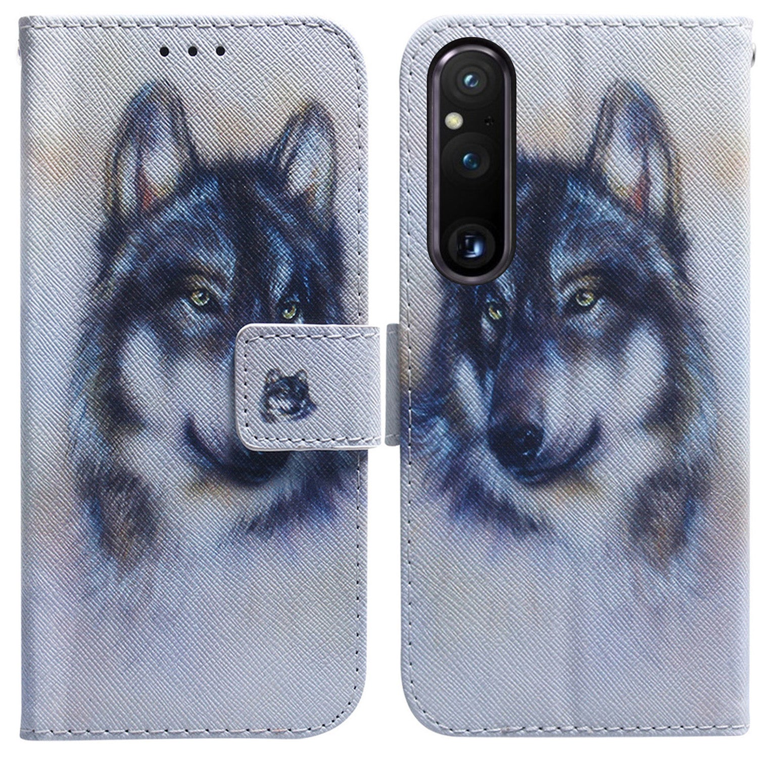 For Sony Xperia 1 V Pattern Printing Shockproof Stand Cover PU Leather Wallet Phone Case with Strap