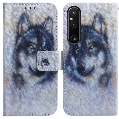 For Sony Xperia 1 V Pattern Printing Shockproof Stand Cover PU Leather Wallet Phone Case with Strap