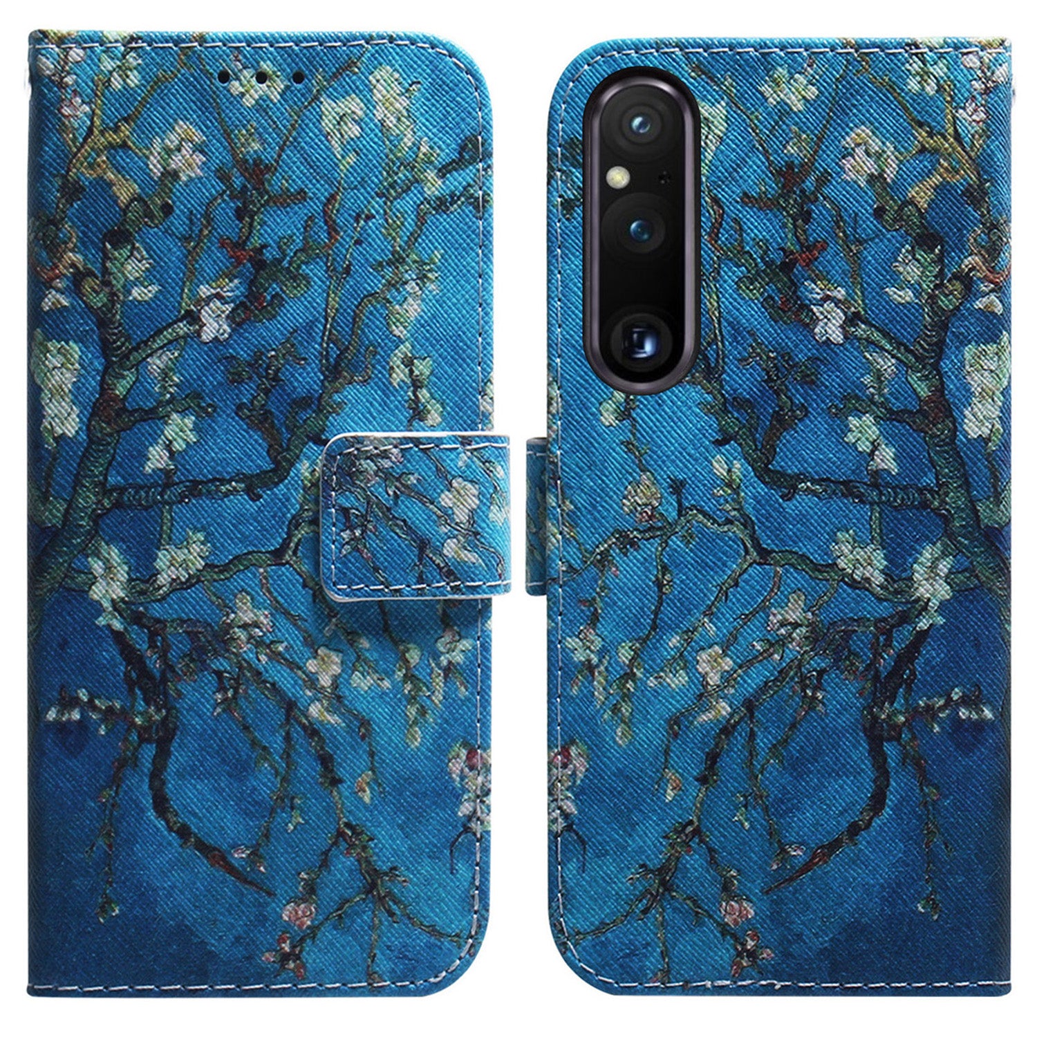 For Sony Xperia 1 V Pattern Printing Shockproof Stand Cover PU Leather Wallet Phone Case with Strap