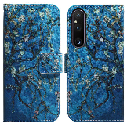 For Sony Xperia 1 V Pattern Printing Shockproof Stand Cover PU Leather Wallet Phone Case with Strap