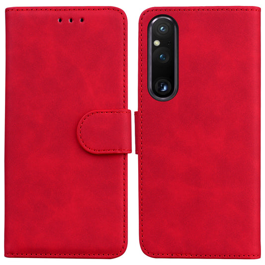 For Sony Xperia 1 V Solid Color PU Leather Wallet Case Magnetic Clasp Flip Stand Phone Cover