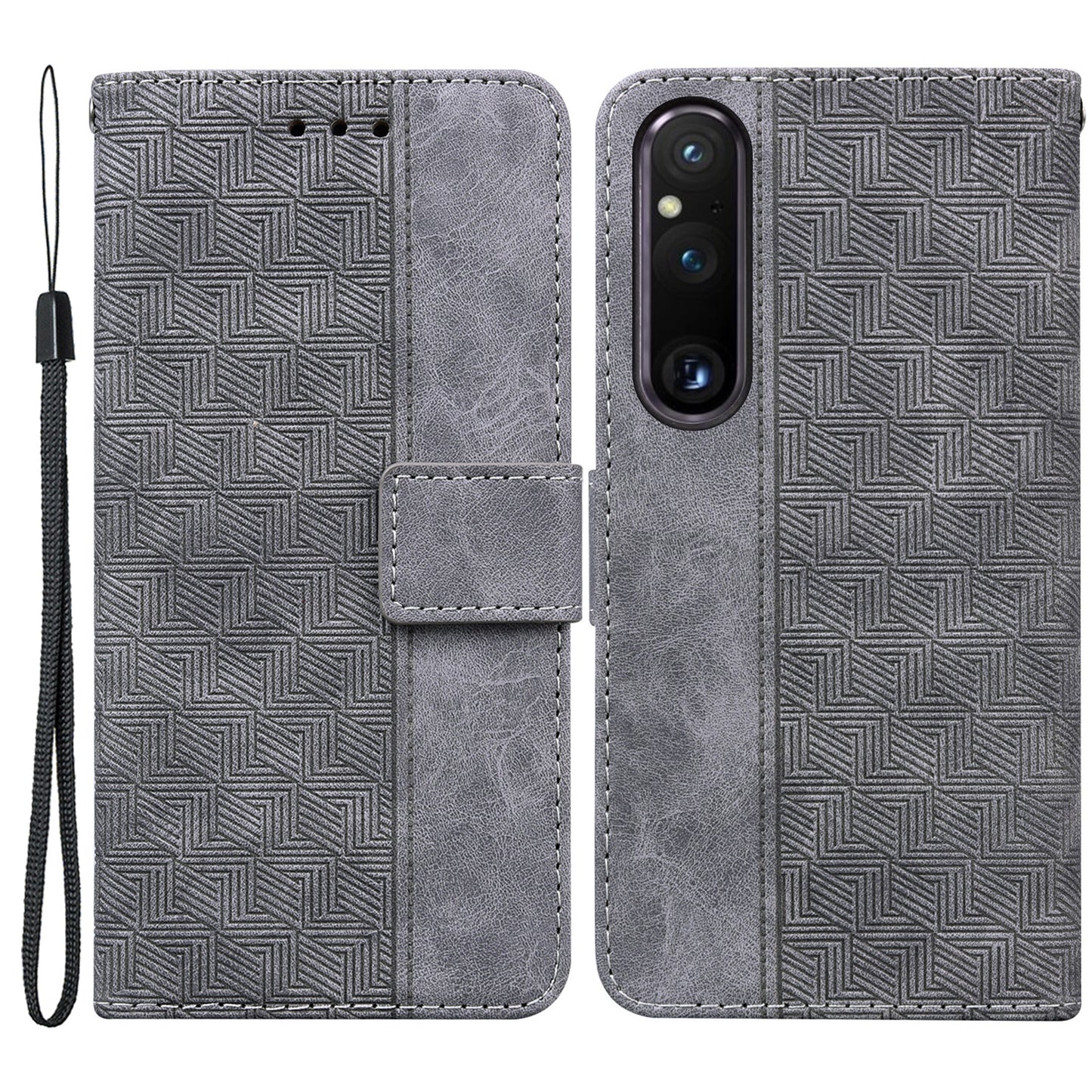 For Sony Xperia 1 V Imprinted Phone Case Leather Wallet Stand Protective Cover