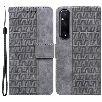 For Sony Xperia 1 V Imprinted Phone Case Leather Wallet Stand Protective Cover