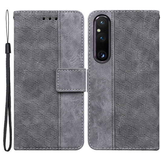 For Sony Xperia 1 V Imprinted Phone Case Leather Wallet Stand Protective Cover