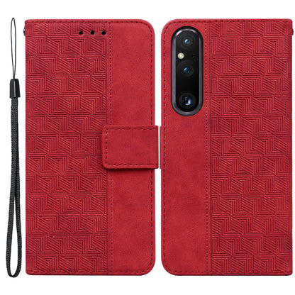 For Sony Xperia 1 V Imprinted Phone Case Leather Wallet Stand Protective Cover