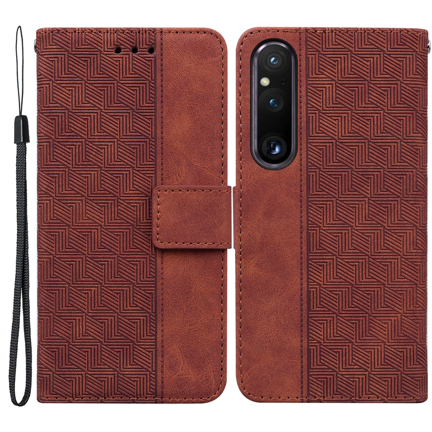 For Sony Xperia 1 V Imprinted Phone Case Leather Wallet Stand Protective Cover