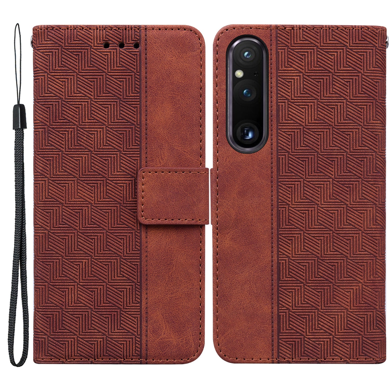 For Sony Xperia 1 V Imprinted Phone Case Leather Wallet Stand Protective Cover