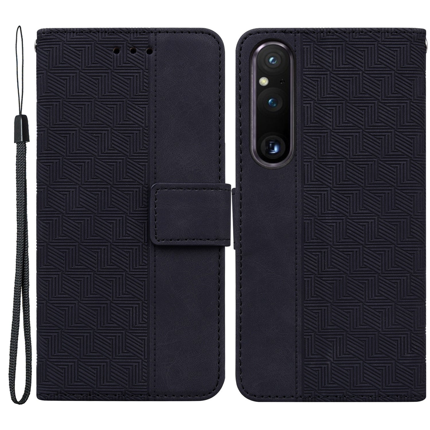 For Sony Xperia 1 V Imprinted Phone Case Leather Wallet Stand Protective Cover