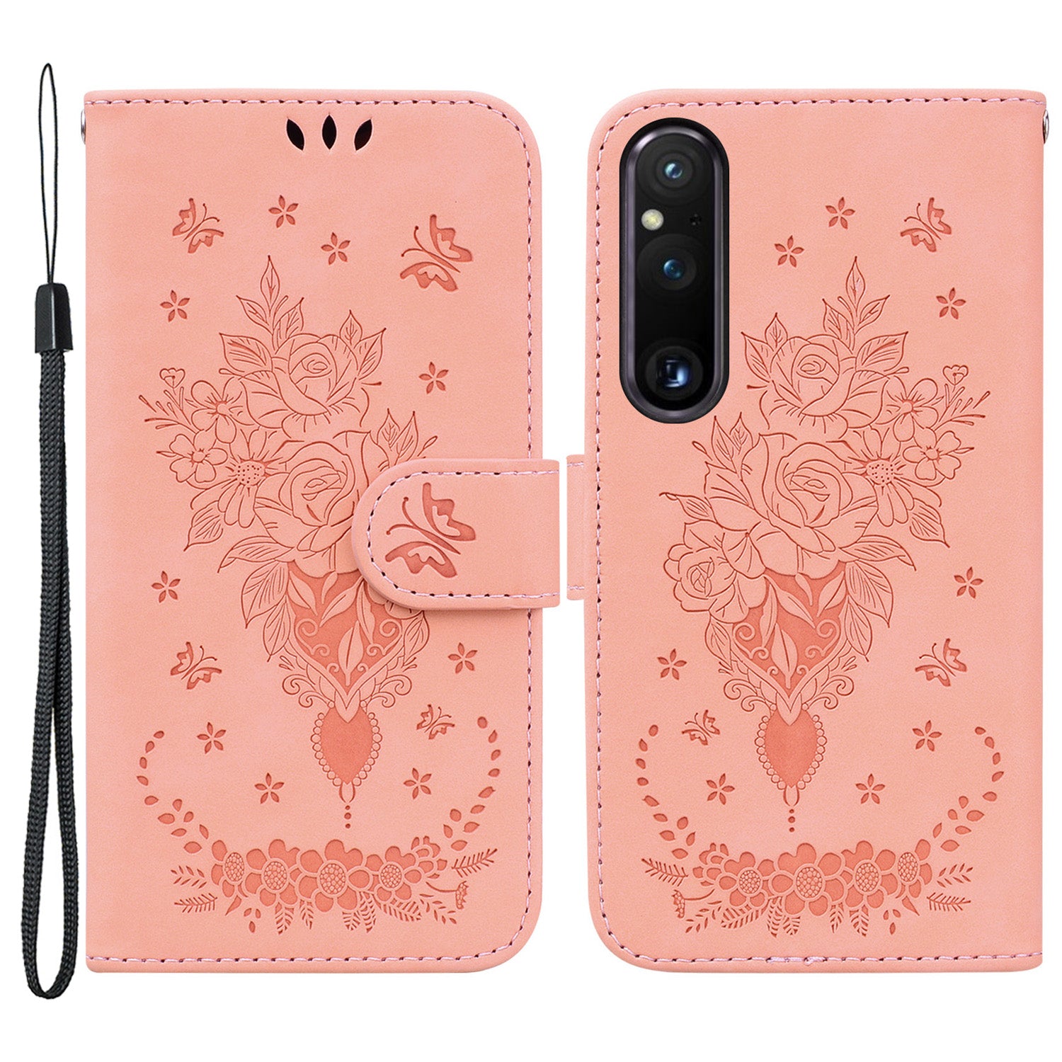 Imprinted Phone Case for Sony Xperia 1 V , Flip Stand Leather Wallet Drop-proof Cover