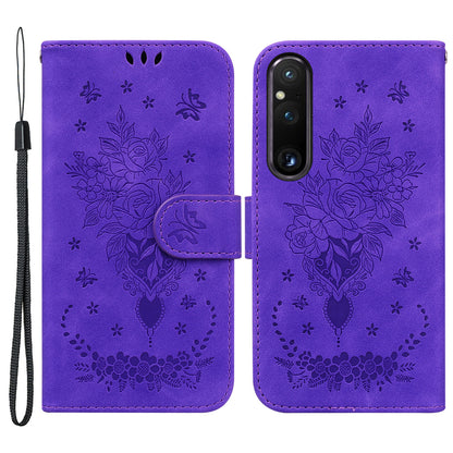 Imprinted Phone Case for Sony Xperia 1 V , Flip Stand Leather Wallet Drop-proof Cover