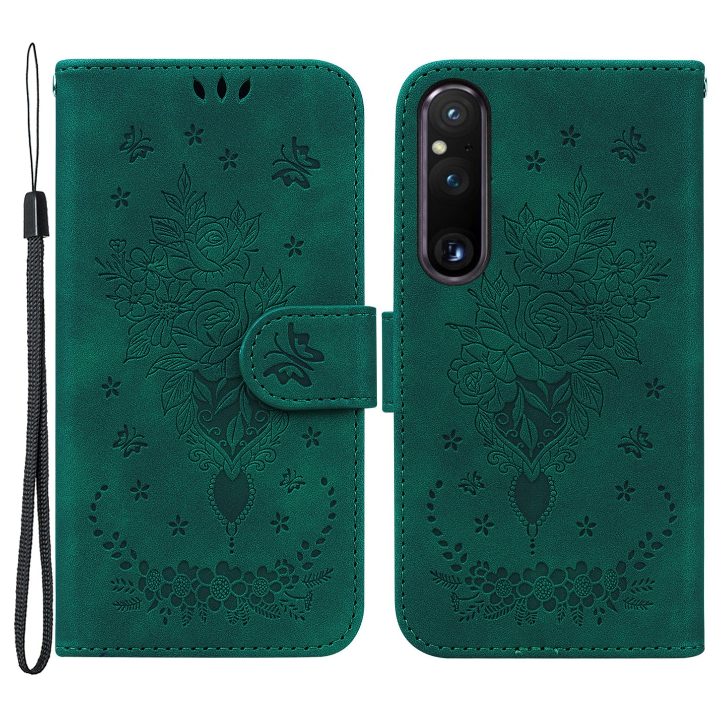 Imprinted Phone Case for Sony Xperia 1 V , Flip Stand Leather Wallet Drop-proof Cover