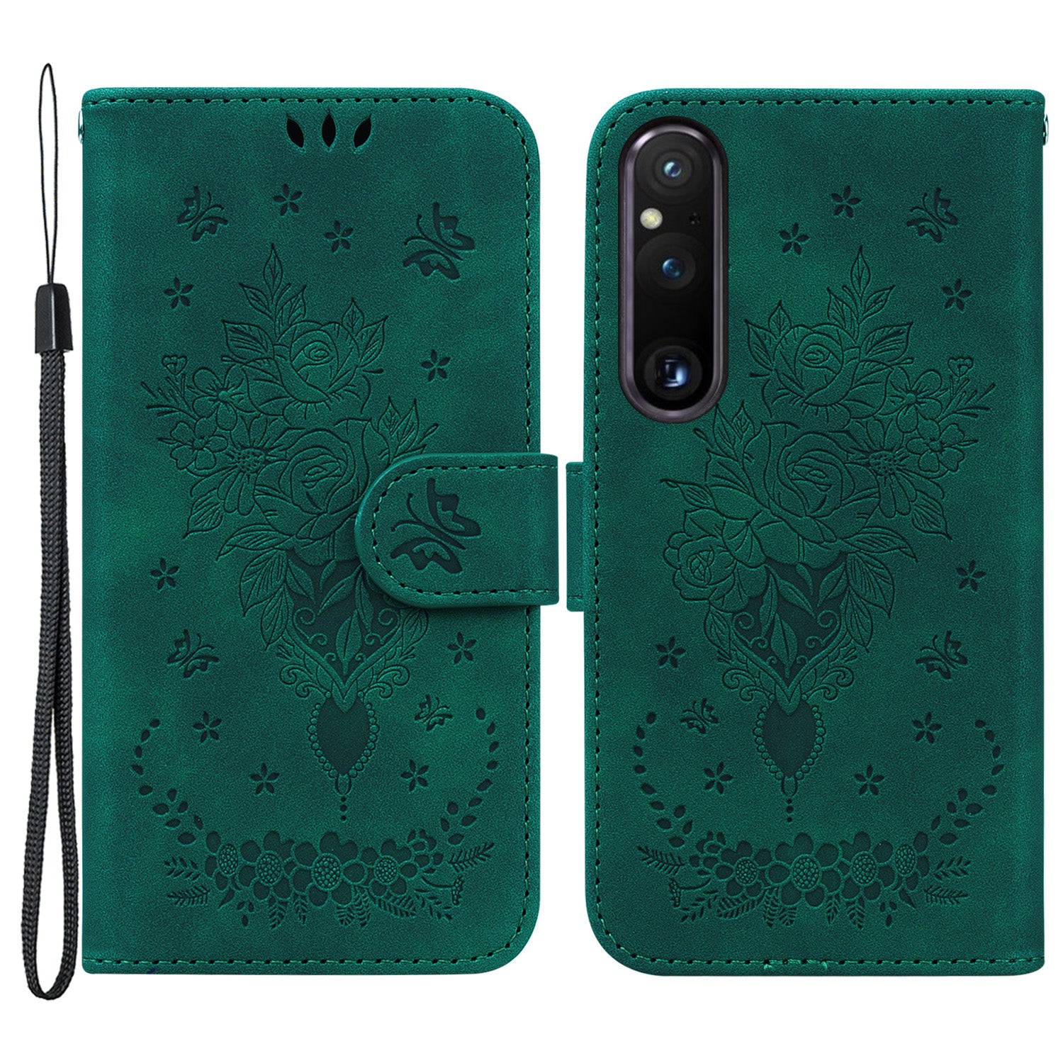 Imprinted Phone Case for Sony Xperia 1 V , Flip Stand Leather Wallet Drop-proof Cover