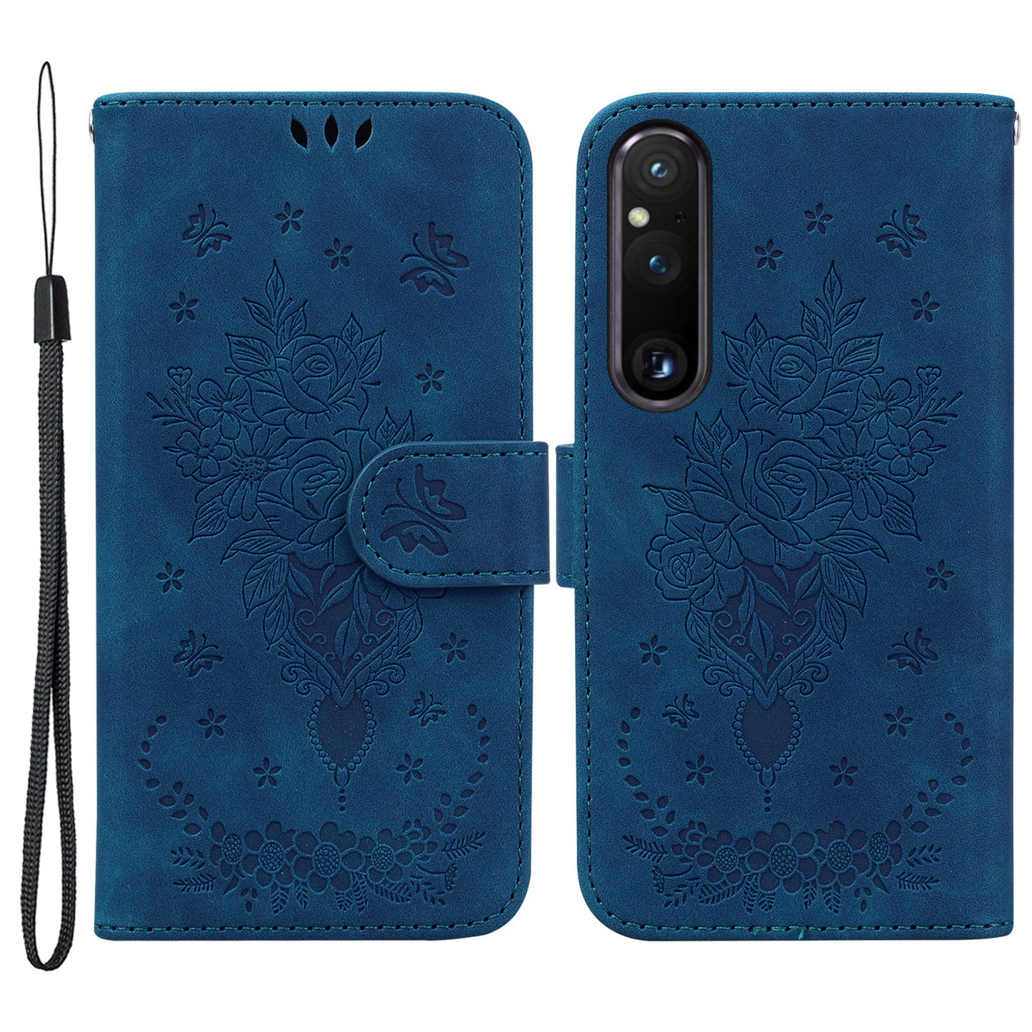 Imprinted Phone Case for Sony Xperia 1 V , Flip Stand Leather Wallet Drop-proof Cover