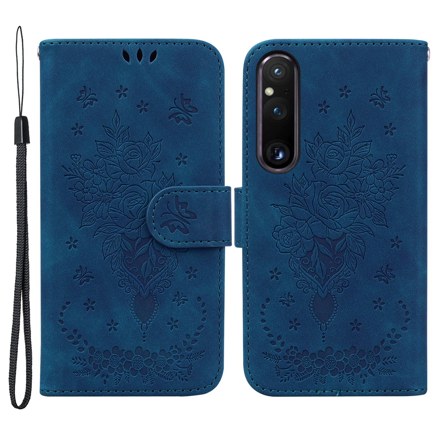 Imprinted Phone Case for Sony Xperia 1 V , Flip Stand Leather Wallet Drop-proof Cover