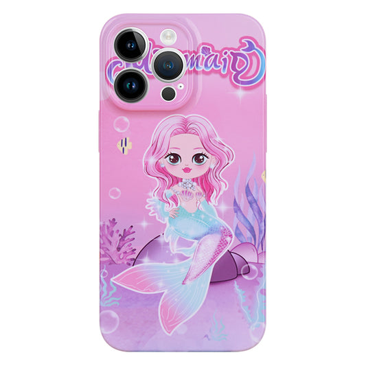 Anti-Drop Phone Case for iPhone 14 Pro Shockproof Cover Mermaid Pattern Printing Slim PC Case