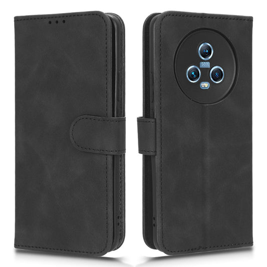 Skin Touch Feeling Phone Case For Honor Magic5 , PU Leather Stand Wallet Shockproof Phone Cover